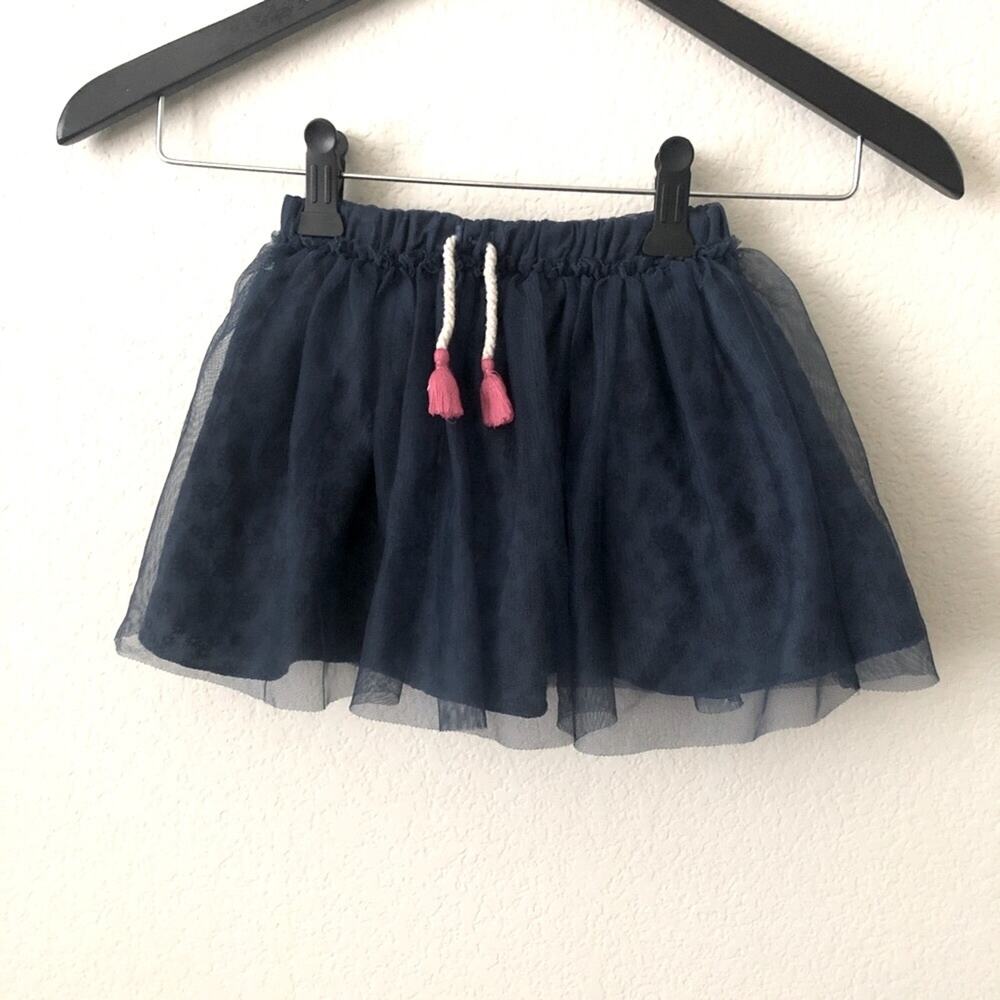 Zara blue tulle skirt pink tassel